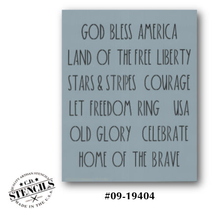 Dunn Inspired Patriotic Words Stencil