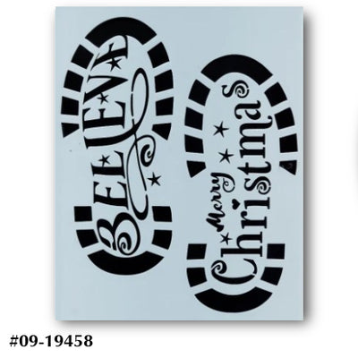 Santa Believe and Christmas Boot Prints Stencil