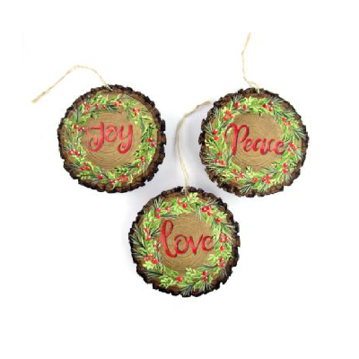 Rustic Christmas Wreath Ornaments Pattern